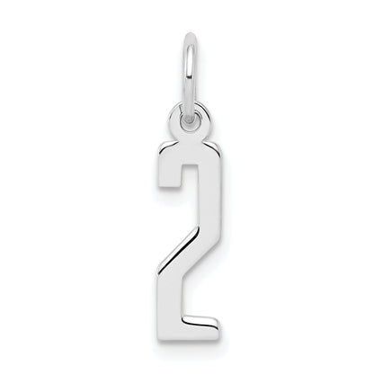 Sterlingsilber Silber/rhodiniert Länglich Poliert Zahl 2 Charm