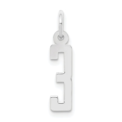 Sterlingsilber Silber/rhodiniert Länglich Poliert Zahl 3 Charm