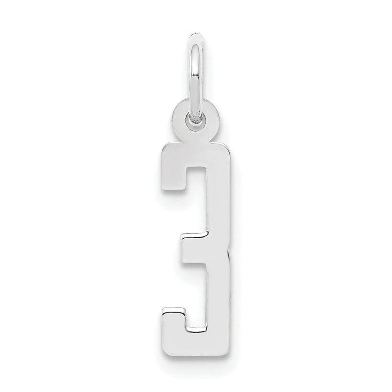 Sterlingsilber Silber/rhodiniert Länglich Poliert Zahl 3 Charm