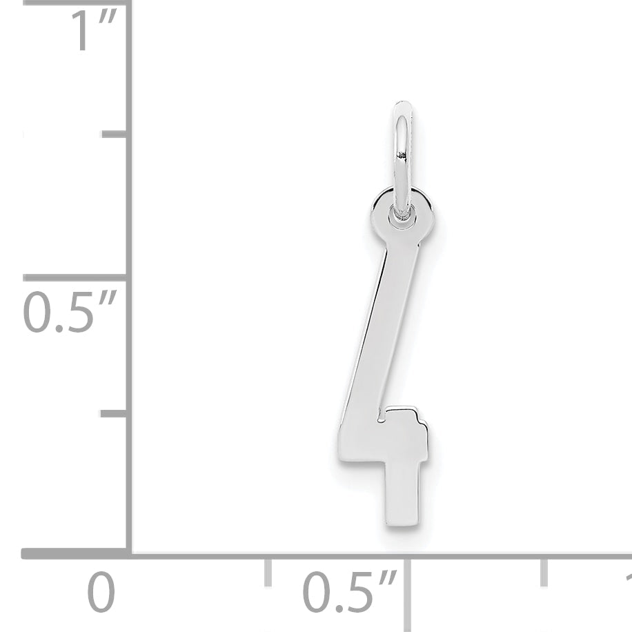 Sterlingsilber Silber/rhodiniert Länglich Poliert Zahl 4 Charm