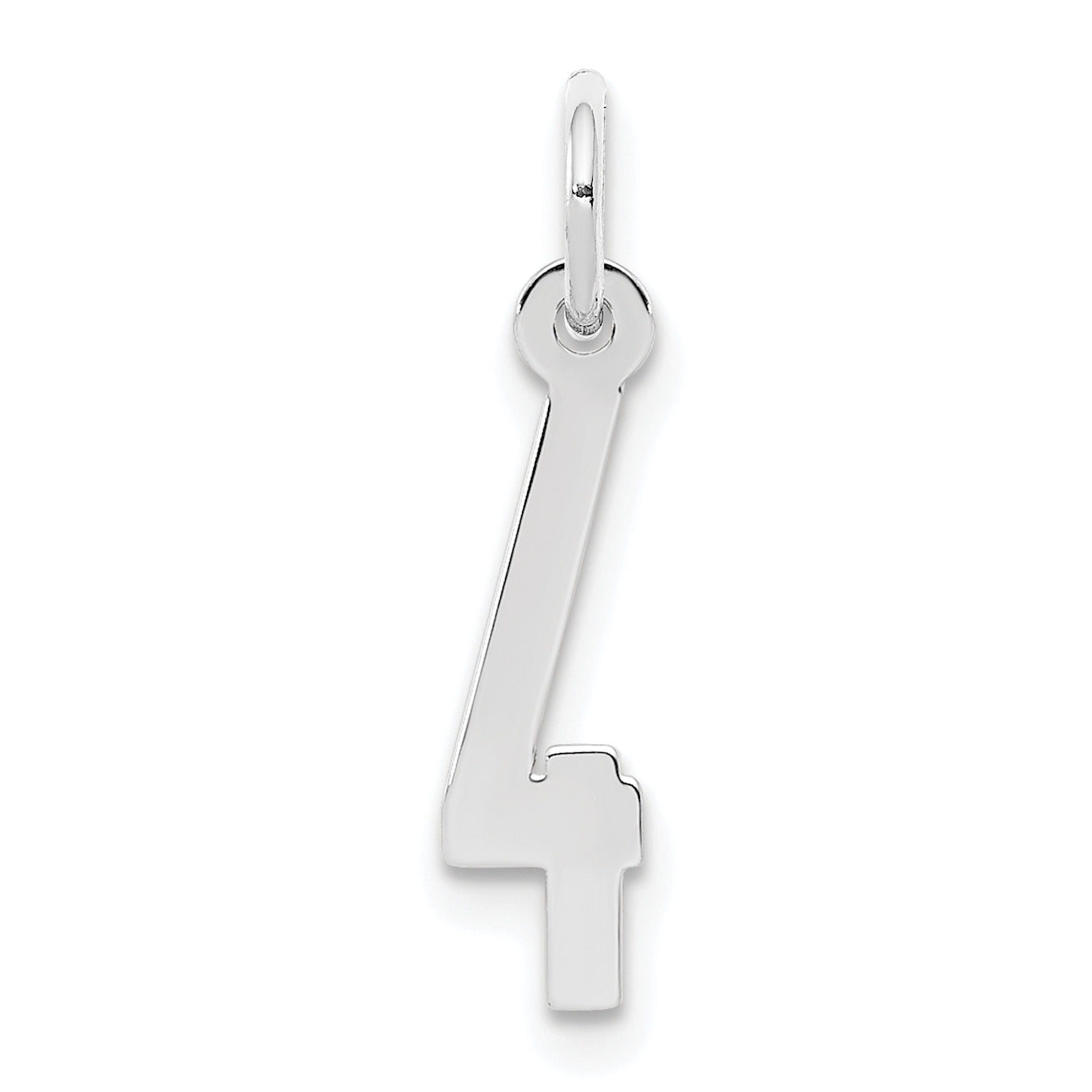 Sterlingsilber Silber/rhodiniert Länglich Poliert Zahl 4 Charm