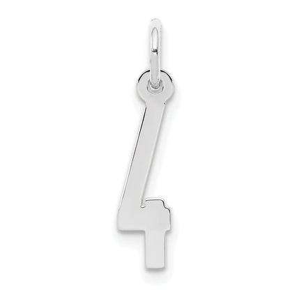 Sterlingsilber Silber/rhodiniert Länglich Poliert Zahl 4 Charm