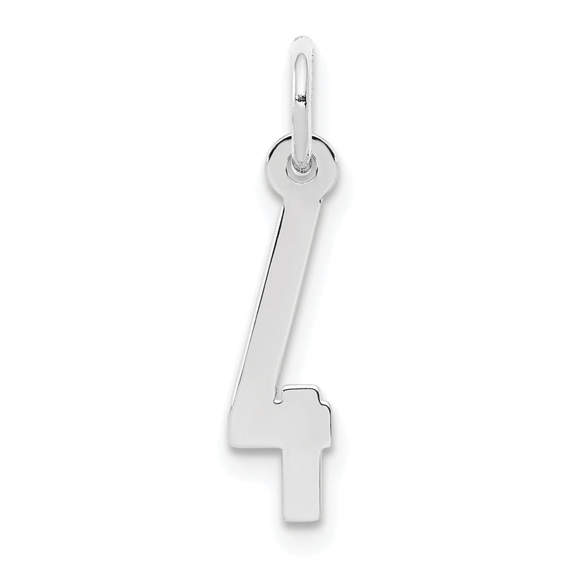 Sterlingsilber Silber/rhodiniert Länglich Poliert Zahl 4 Charm