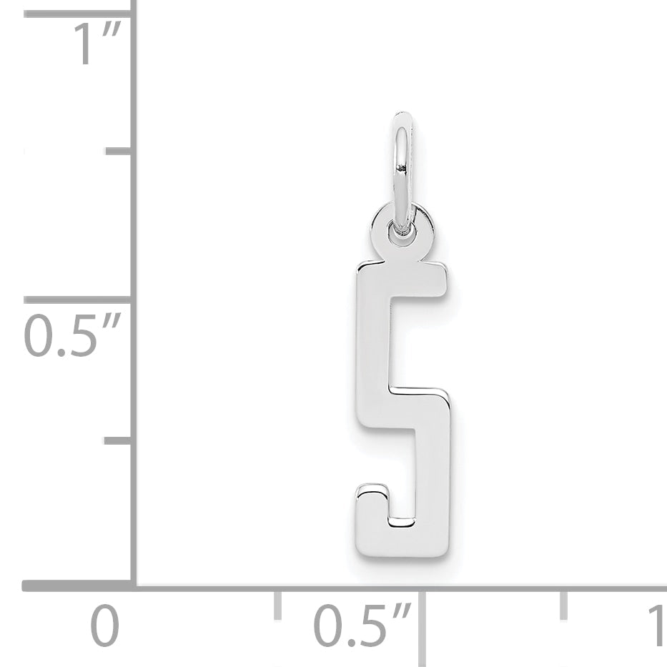 Sterlingsilber Silber/rhodiniert Länglich Poliert Zahl 5 Charm