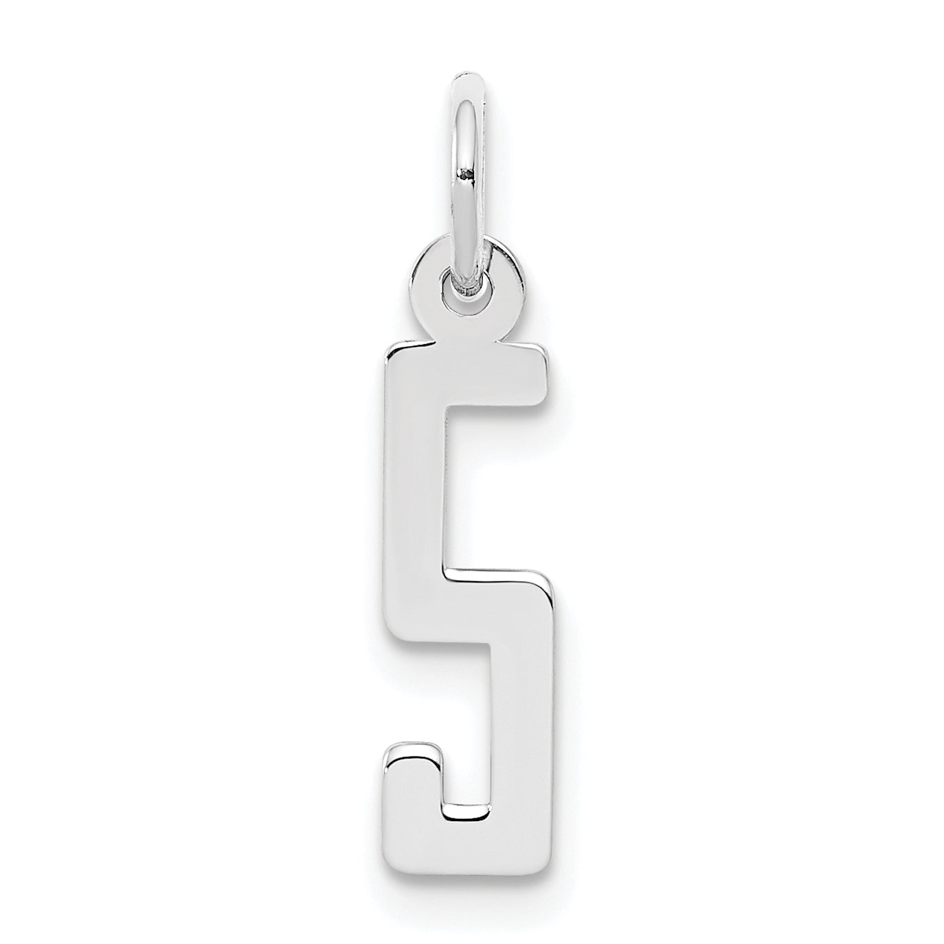 Sterlingsilber Silber/rhodiniert Länglich Poliert Zahl 5 Charm