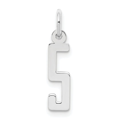 Sterlingsilber Silber/rhodiniert Länglich Poliert Zahl 5 Charm