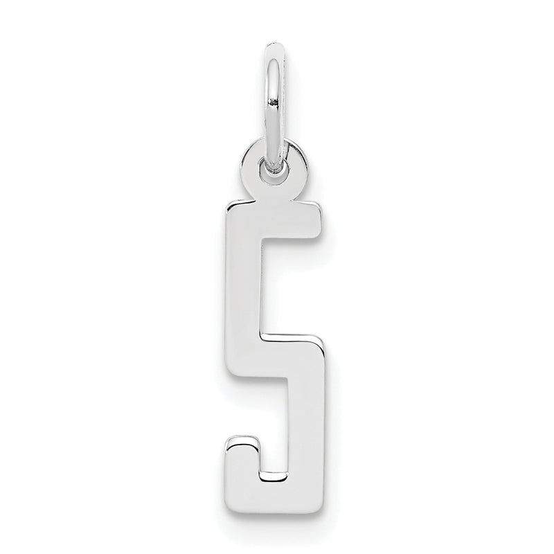 Sterlingsilber Silber/rhodiniert Länglich Poliert Zahl 5 Charm