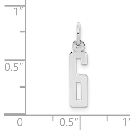 Sterlingsilber Silber/rhodiniert Länglich Poliert Zahl 6 Charm