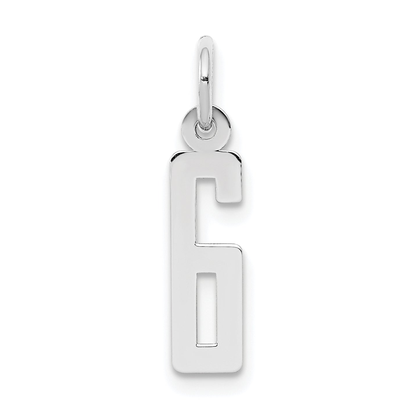 Sterlingsilber Silber/rhodiniert Länglich Poliert Zahl 6 Charm