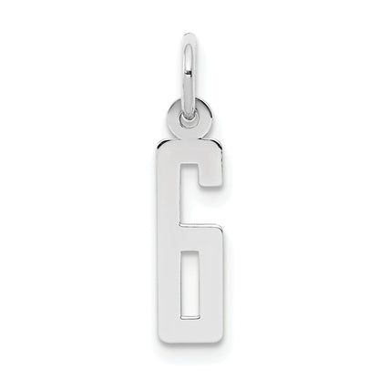 Sterlingsilber Silber/rhodiniert Länglich Poliert Zahl 6 Charm