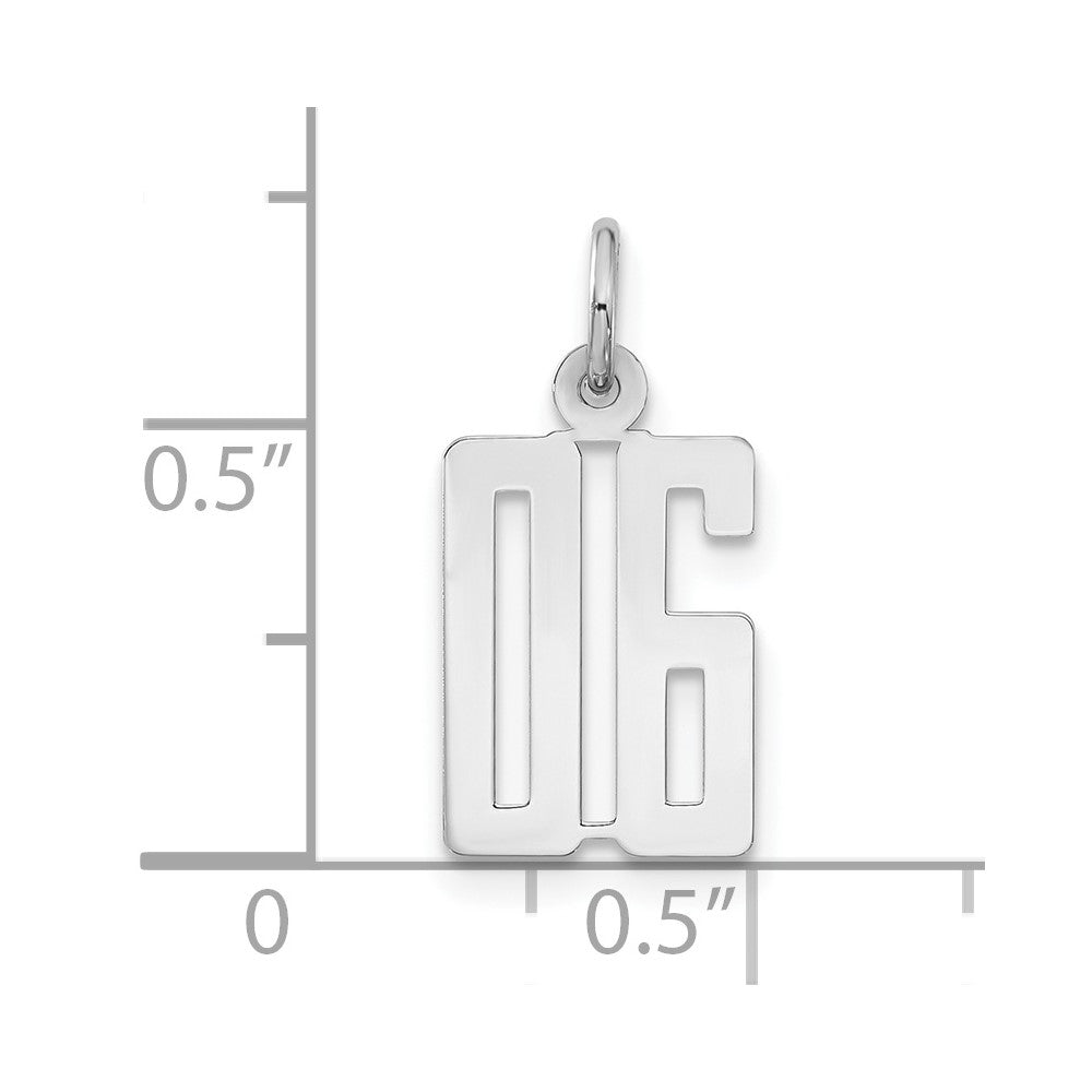 Sterlingsilber Klein Länglich Poliert 06 Zahl Charm