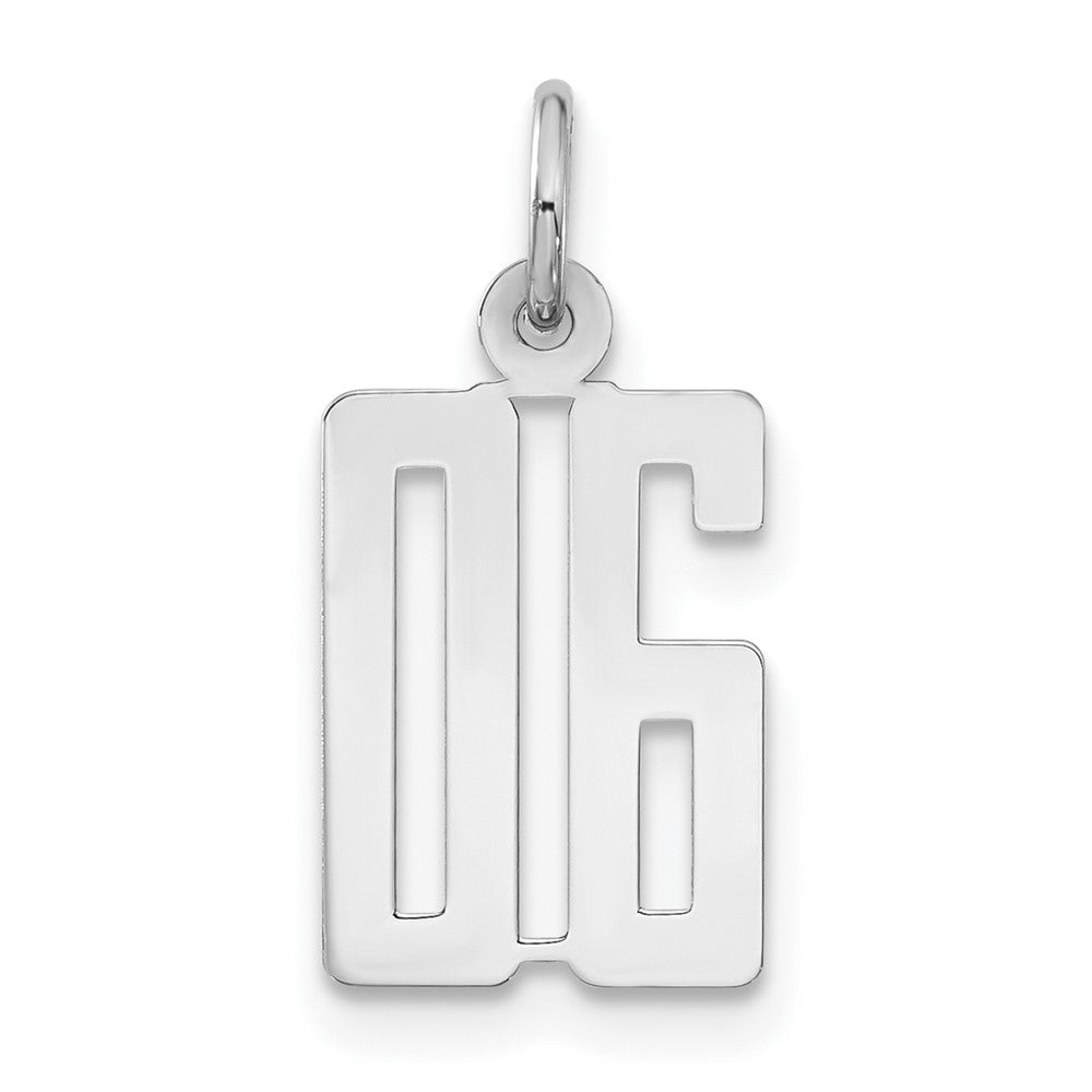 Sterlingsilber Klein Länglich Poliert 06 Zahl Charm