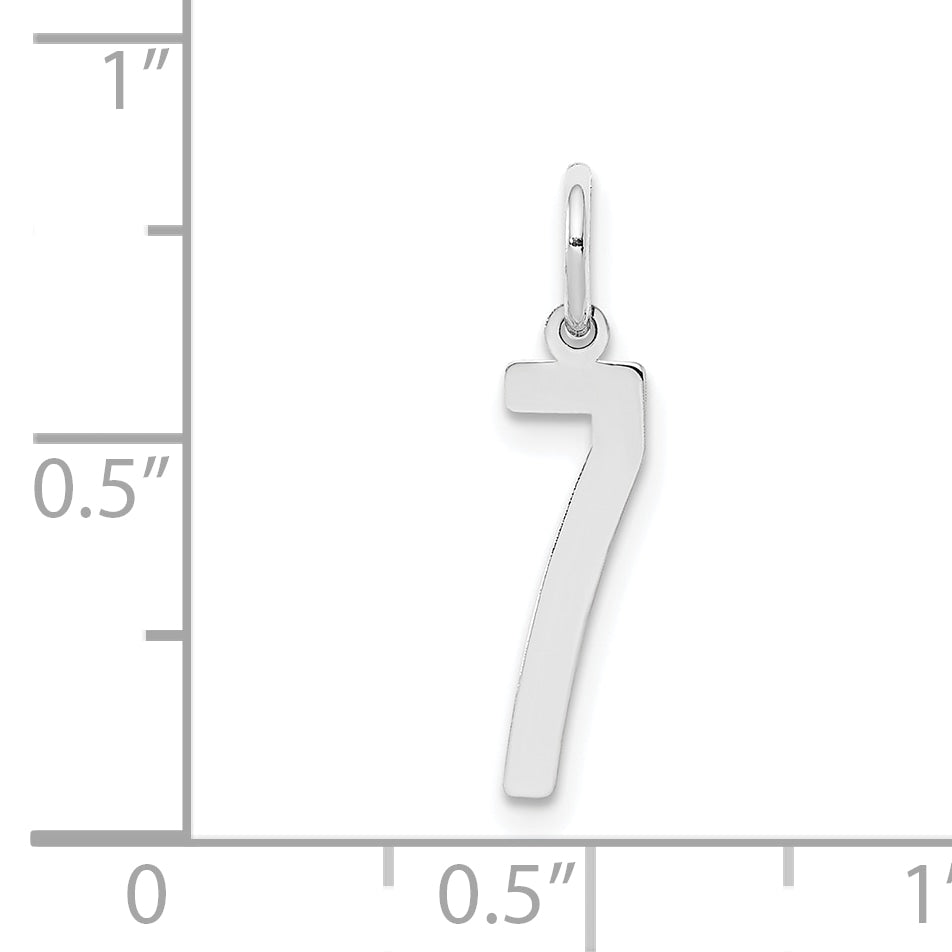 Sterlingsilber Silber/rhodiniert Länglich Poliert Zahl 7 Charm