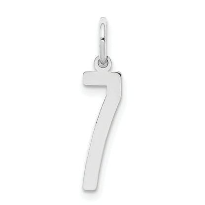 Sterlingsilber Silber/rhodiniert Länglich Poliert Zahl 7 Charm