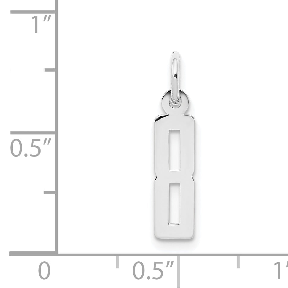 Sterlingsilber Silber/rhodiniert Länglich Poliert Zahl 8 Charm