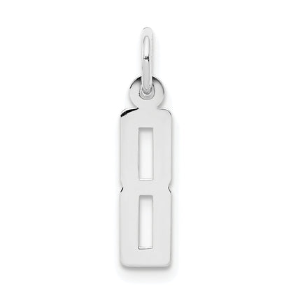 Sterlingsilber Silber/rhodiniert Länglich Poliert Zahl 8 Charm