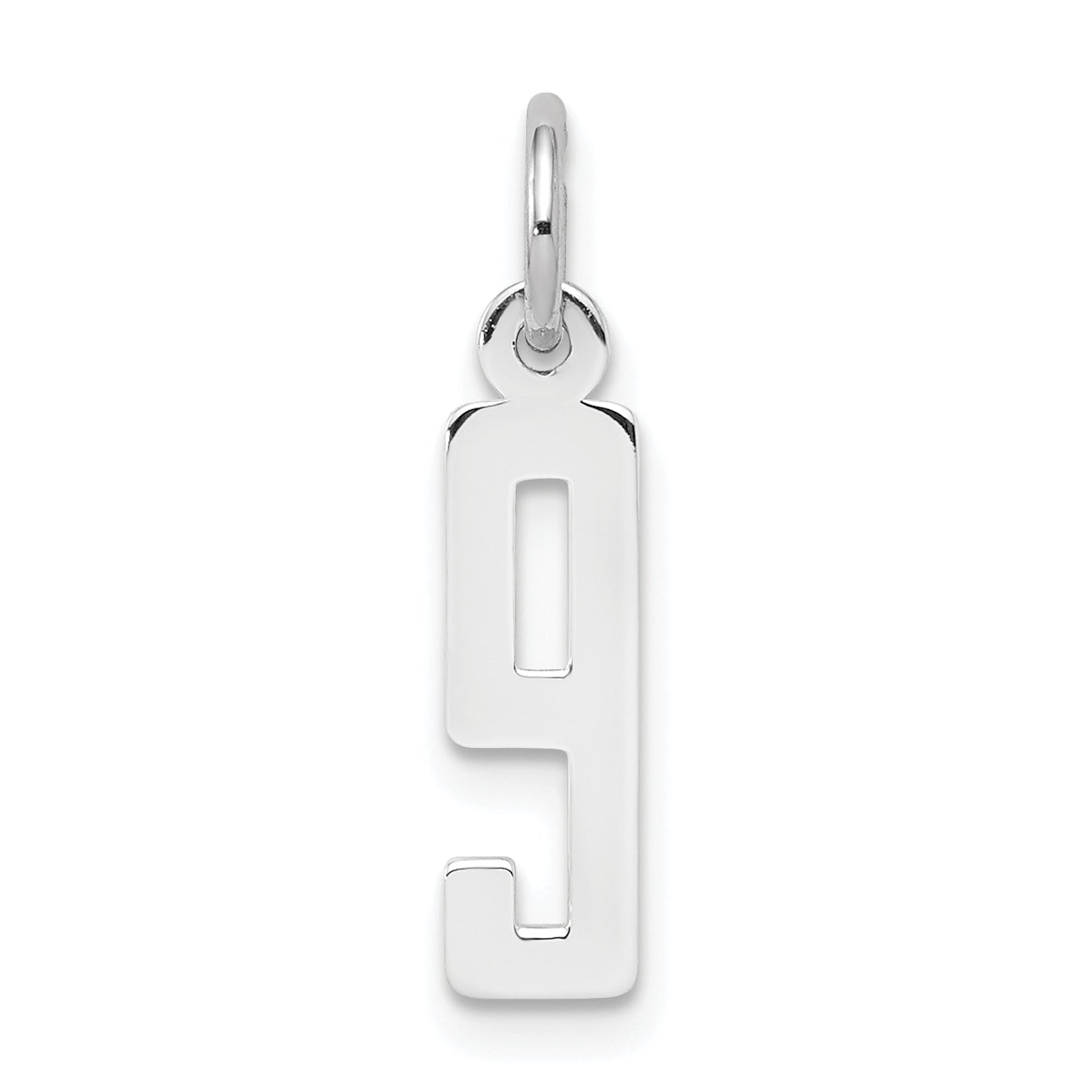 Sterlingsilber Silber/rhodiniert Länglich Poliert Zahl 9 Charm