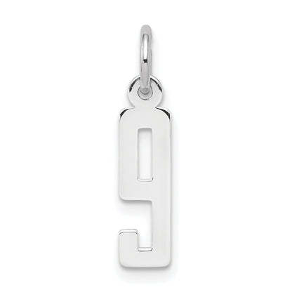 Sterlingsilber Silber/rhodiniert Länglich Poliert Zahl 9 Charm