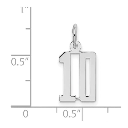 Sterlingsilber Silber/rhodiniert Länglich Zahl 10 Charm