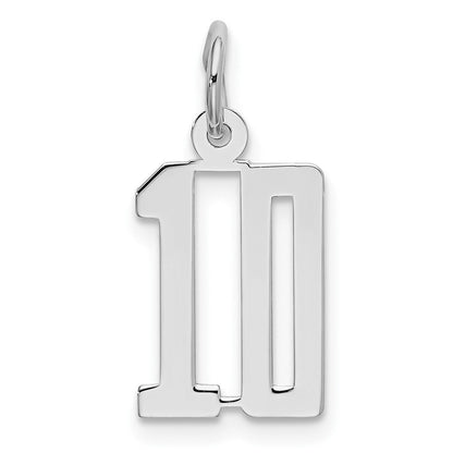 Sterlingsilber Silber/rhodiniert Länglich Zahl 10 Charm