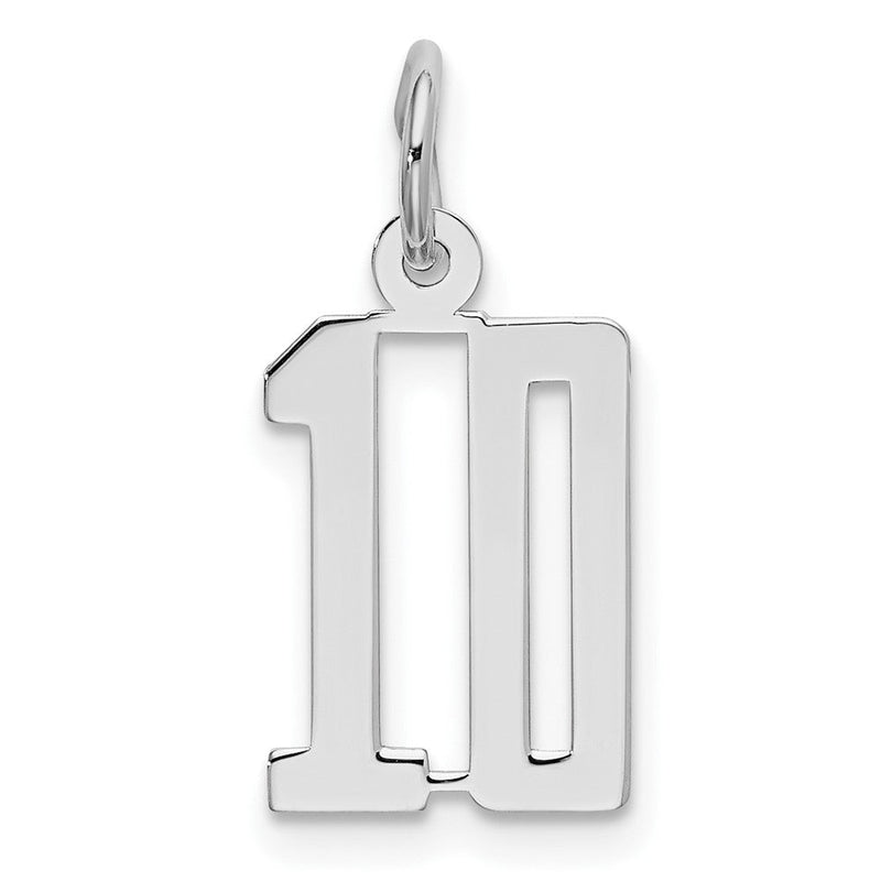 Sterlingsilber Silber/rhodiniert Länglich Zahl 10 Charm