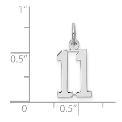 Sterlingsilber Silber/rhodiniert Länglich Zahl 11 Charm