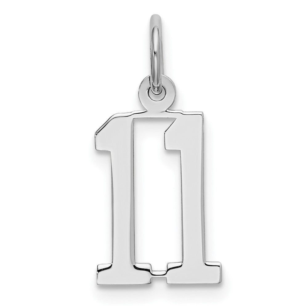 Sterlingsilber Silber/rhodiniert Länglich Zahl 11 Charm