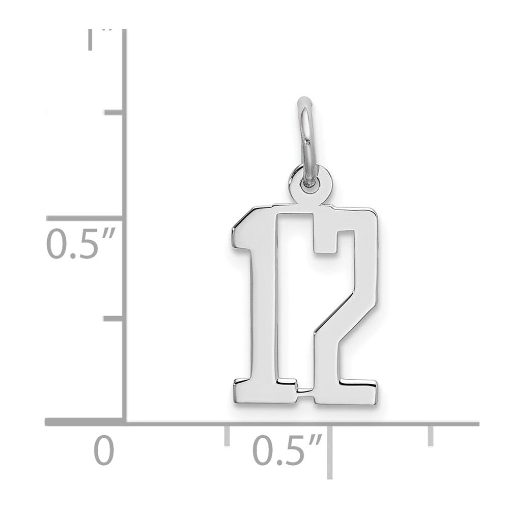 Sterlingsilber Silber/rhodiniert Länglich Zahl 12 Charm