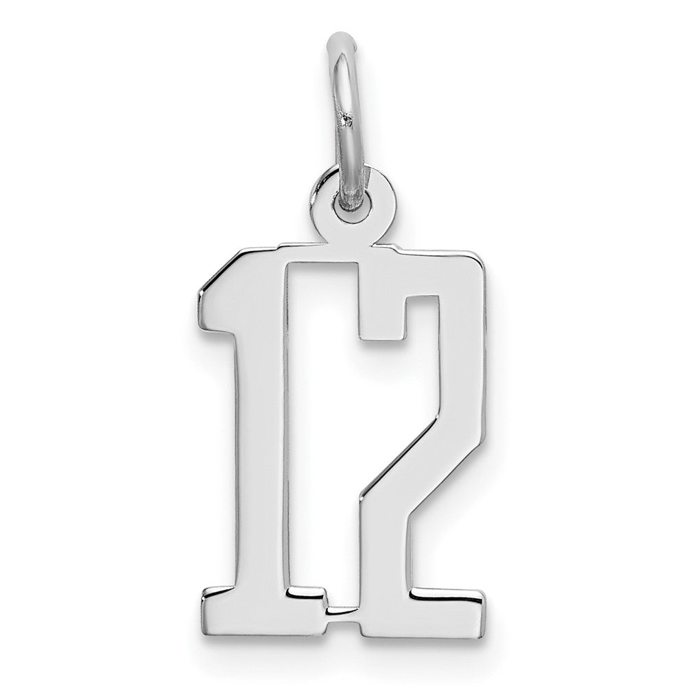 Sterlingsilber Silber/rhodiniert Länglich Zahl 12 Charm