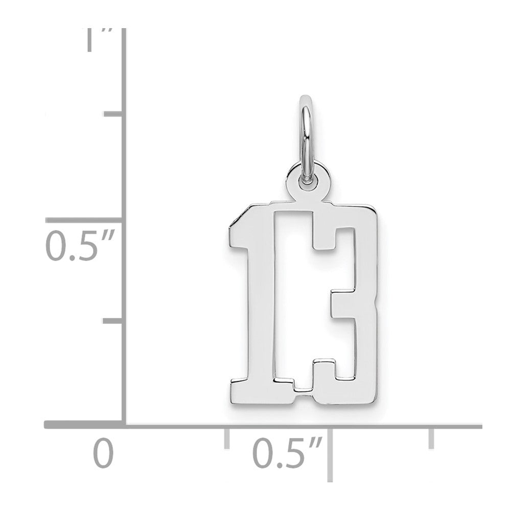 Sterlingsilber Silber/rhodiniert Länglich Zahl 13 Charm