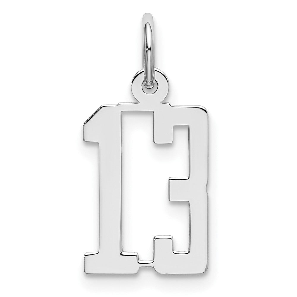 Sterlingsilber Silber/rhodiniert Länglich Zahl 13 Charm