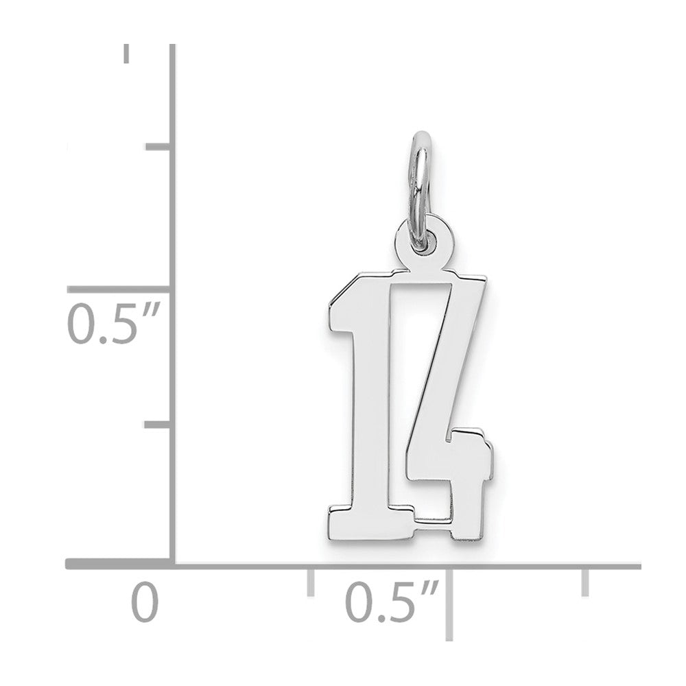Sterlingsilber Silber/rhodiniert Länglich Zahl 14 Charm