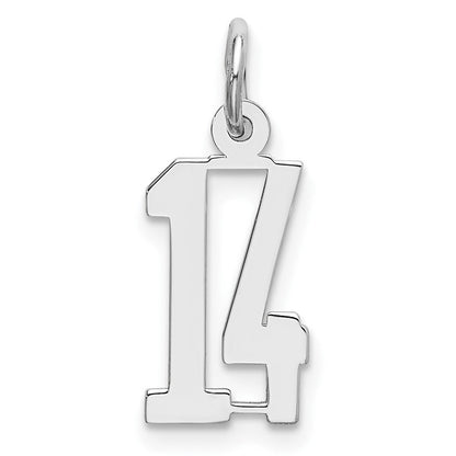 Sterlingsilber Silber/rhodiniert Länglich Zahl 14 Charm