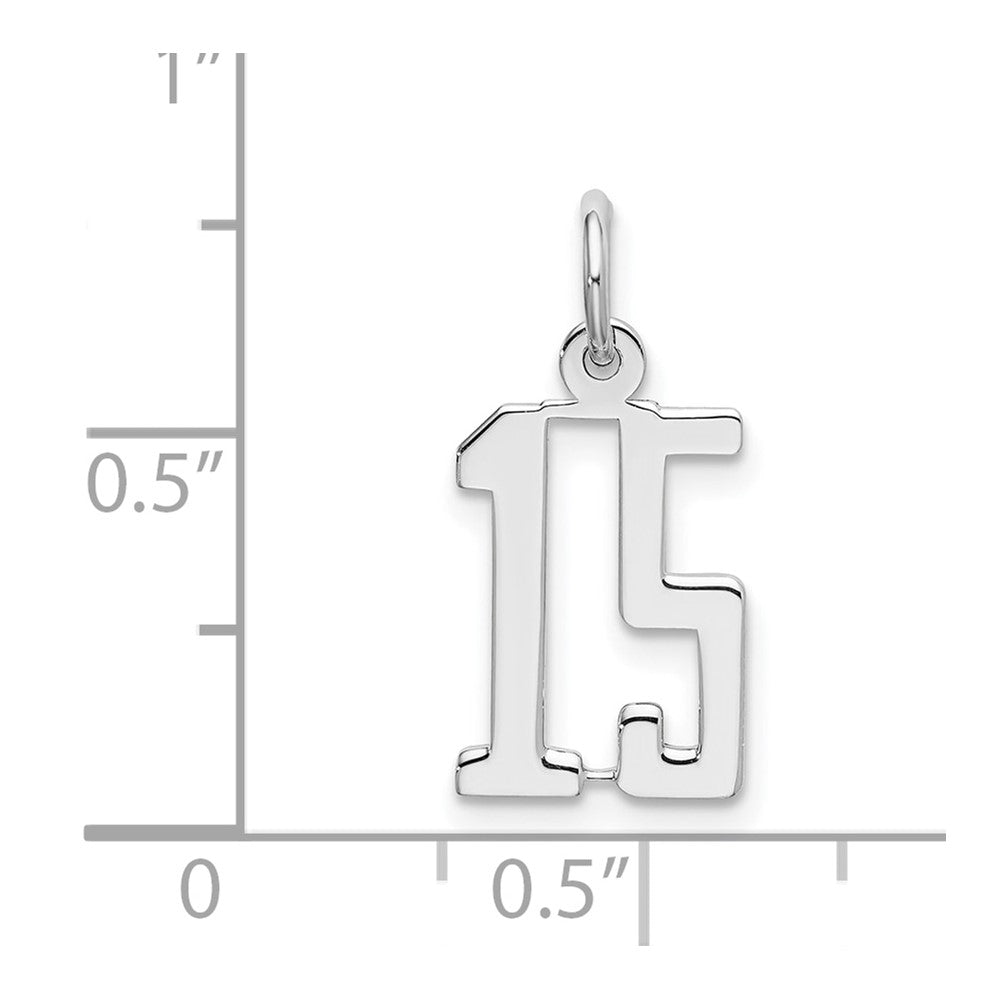 Sterlingsilber Silber/rhodiniert Länglich Zahl 15 Charm