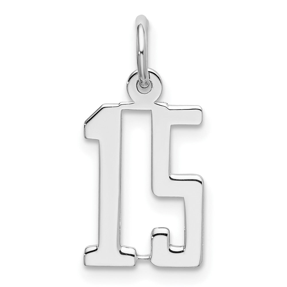 Sterlingsilber Silber/rhodiniert Länglich Zahl 15 Charm