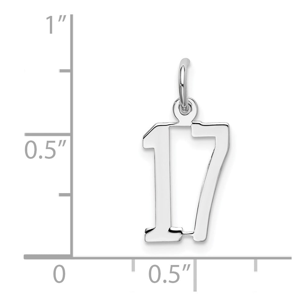 Sterlingsilber Silber/rhodiniert Länglich Zahl 17 Charm
