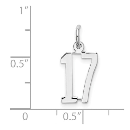 Sterlingsilber Silber/rhodiniert Länglich Zahl 17 Charm