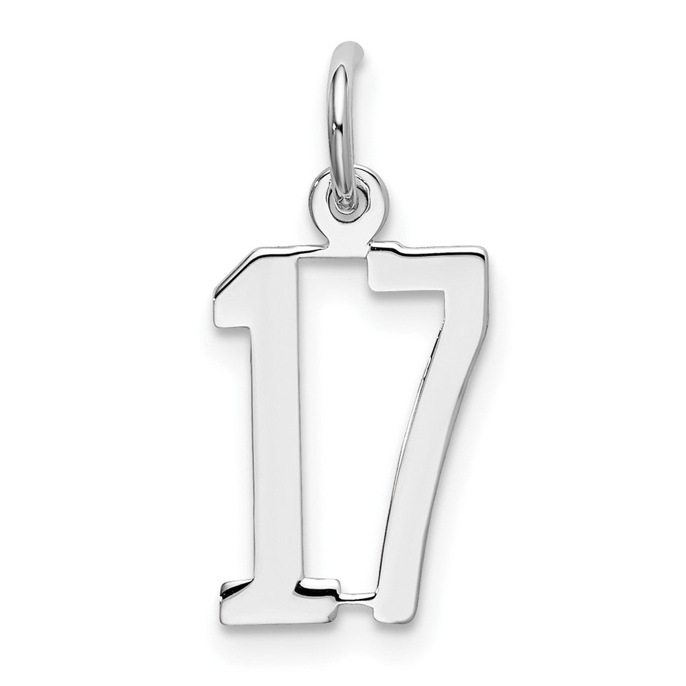 Sterlingsilber Silber/rhodiniert Länglich Zahl 17 Charm