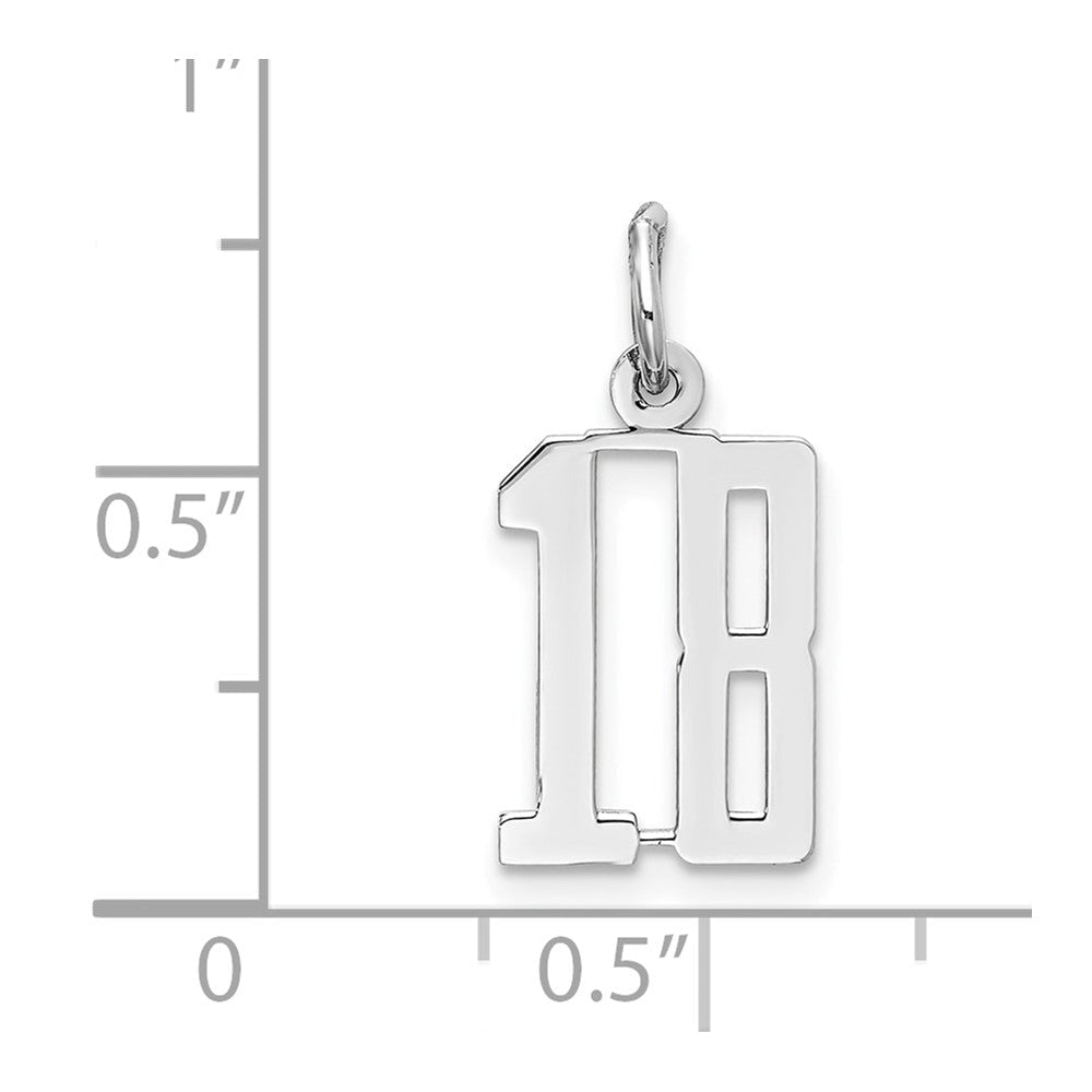 Sterlingsilber Silber/rhodiniert Länglich Zahl 18 Charm