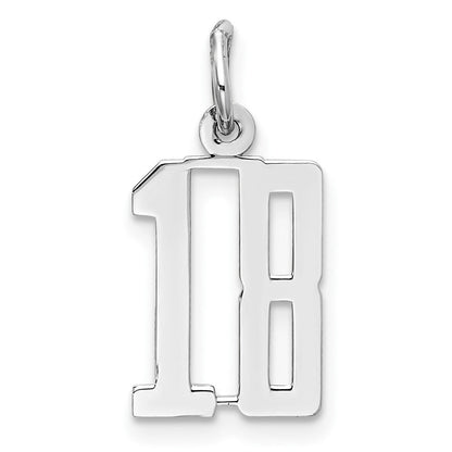 Sterlingsilber Silber/rhodiniert Länglich Zahl 18 Charm