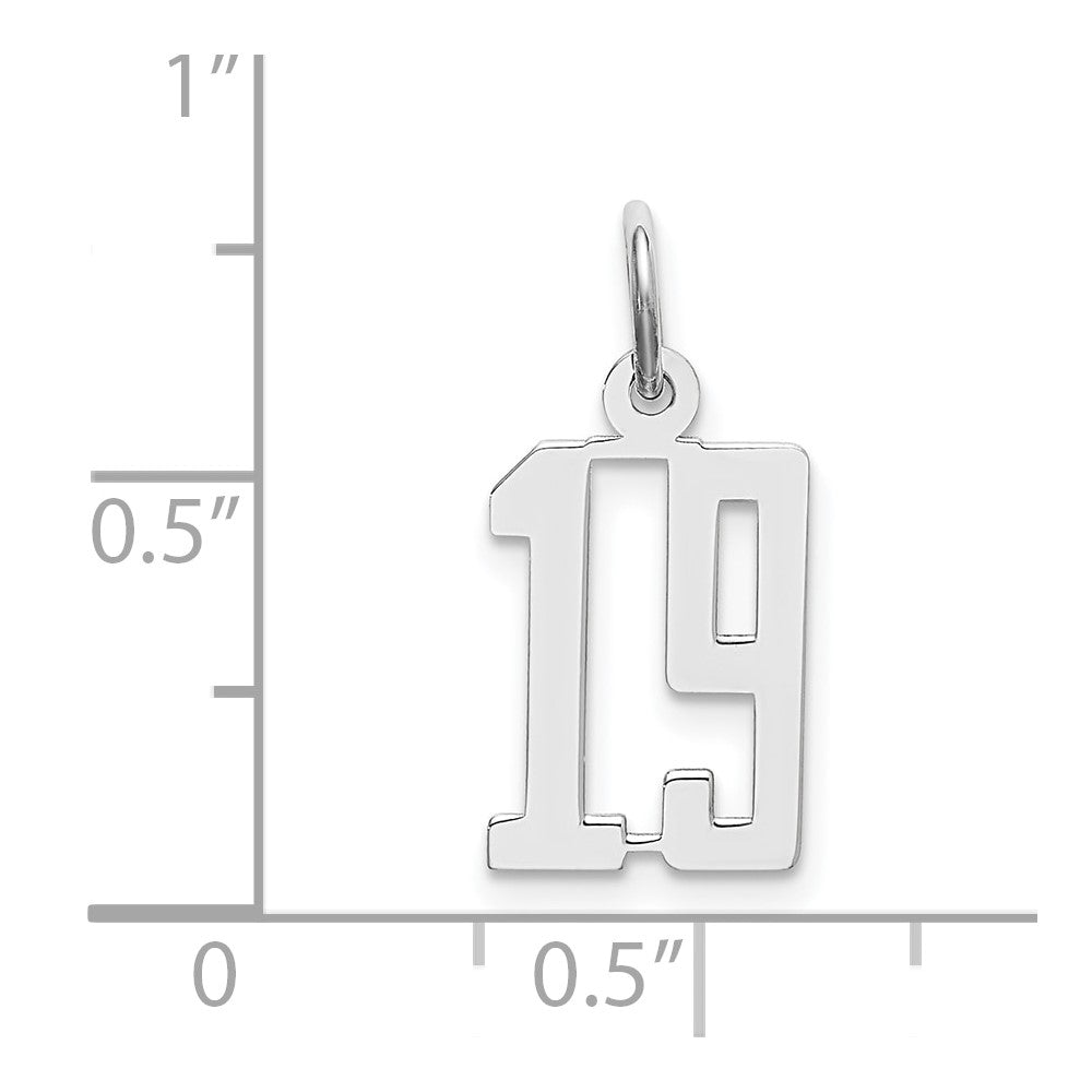 Sterlingsilber Silber/rhodiniert Länglich Zahl 19 Charm
