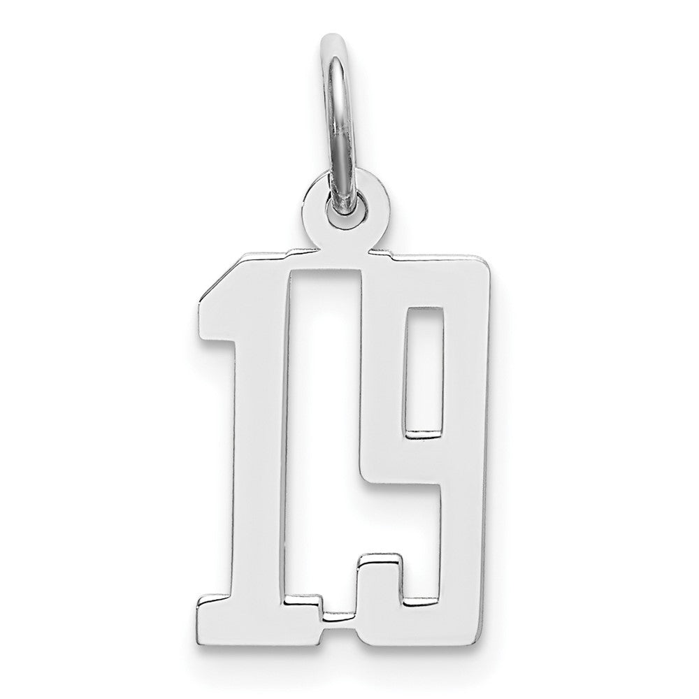Sterlingsilber Silber/rhodiniert Länglich Zahl 19 Charm