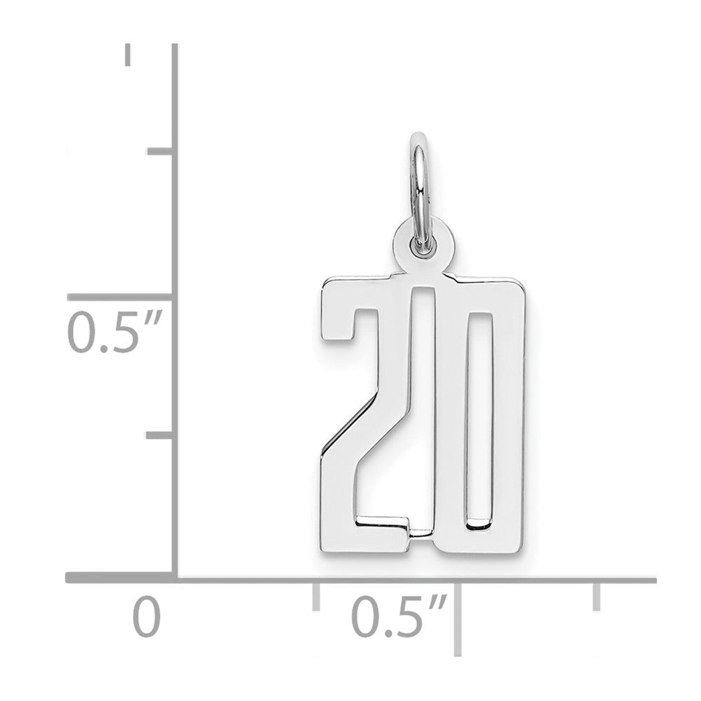 Sterlingsilber Silber/rhodiniert Länglich Zahl 20 Charm