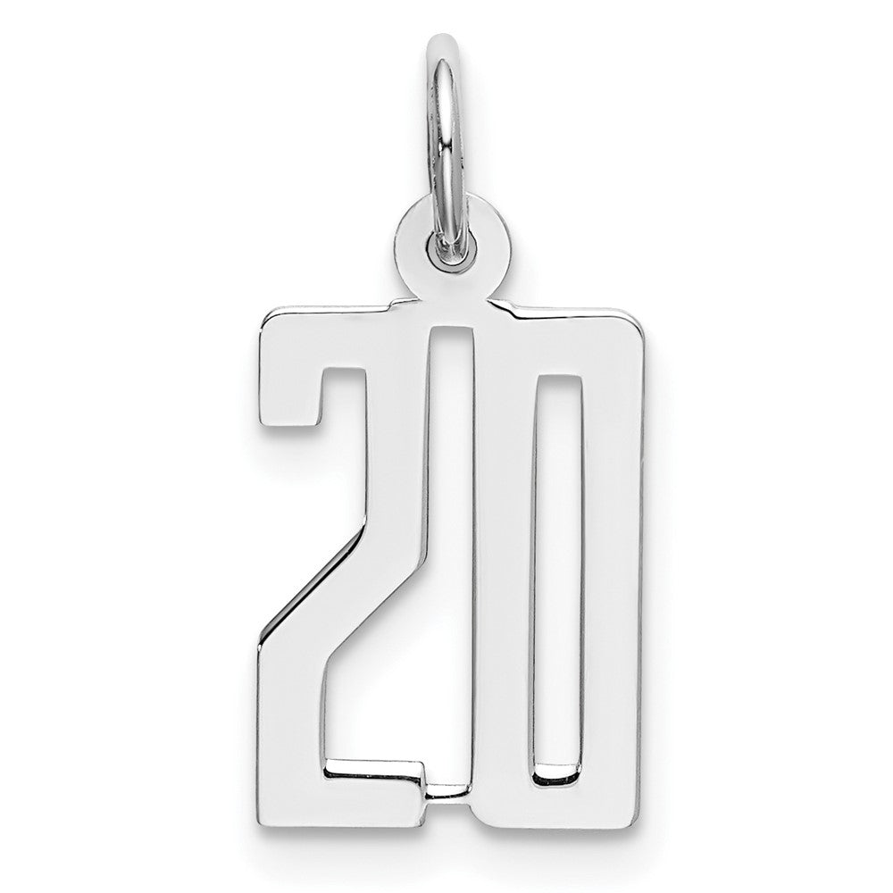 Sterlingsilber Silber/rhodiniert Länglich Zahl 20 Charm