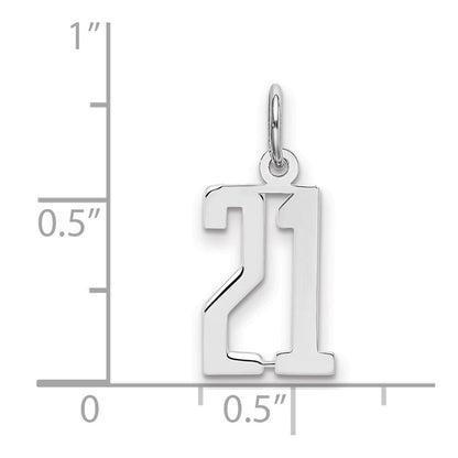 Sterlingsilber Silber/rhodiniert Länglich Zahl 21 Charm