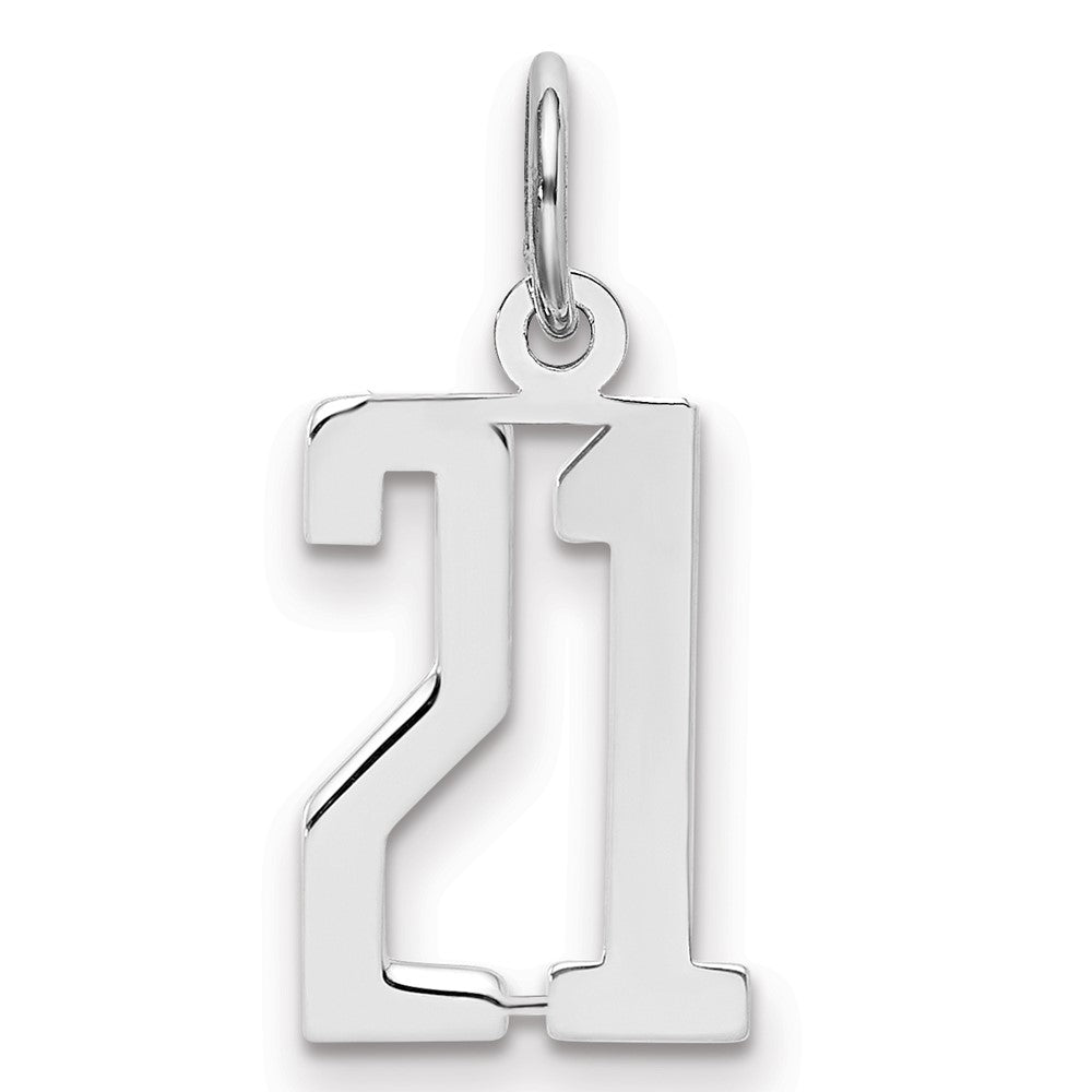 Sterlingsilber Silber/rhodiniert Länglich Zahl 21 Charm