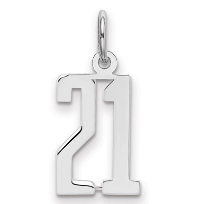 Sterlingsilber Silber/rhodiniert Länglich Zahl 21 Charm