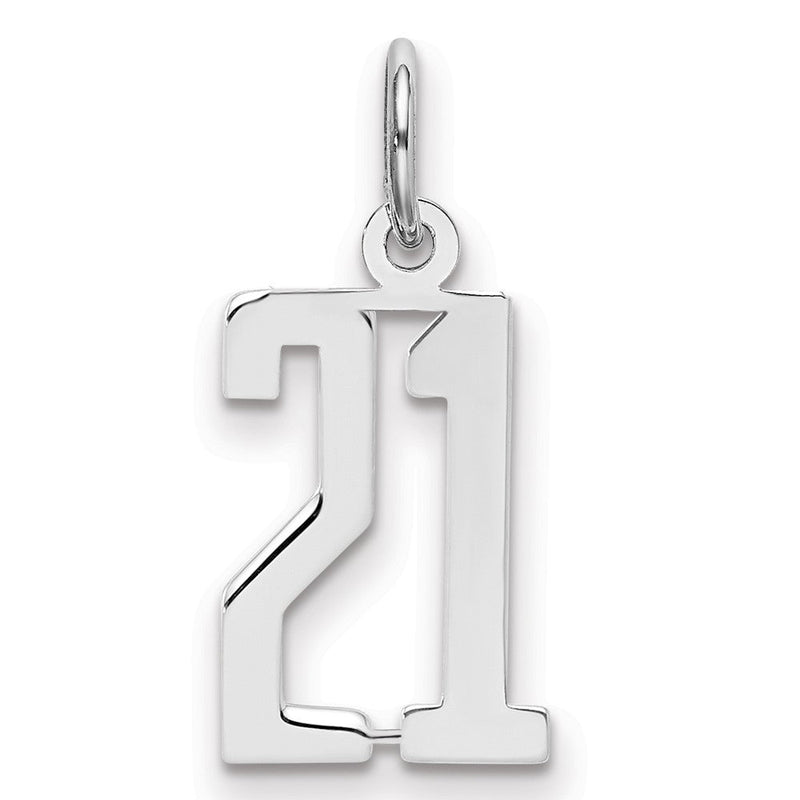Sterlingsilber Silber/rhodiniert Länglich Zahl 21 Charm