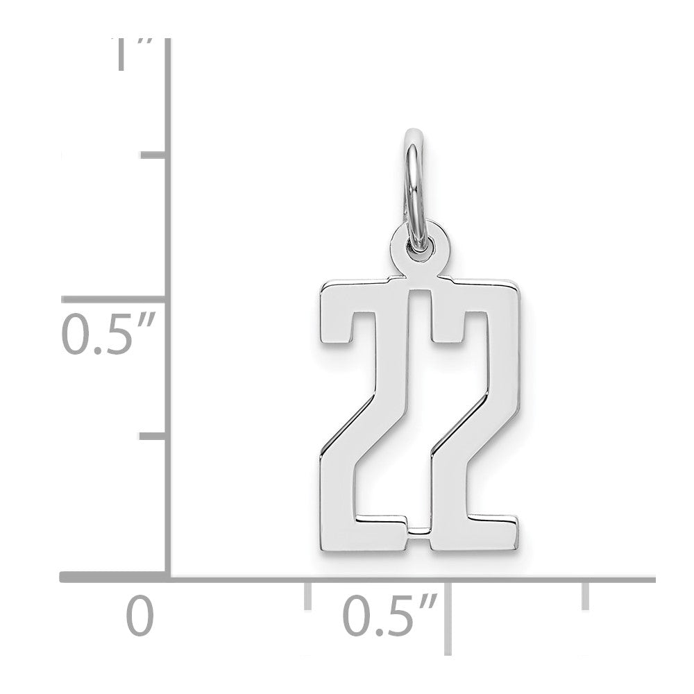 Sterlingsilber Silber/rhodiniert Länglich Zahl 22 Charm