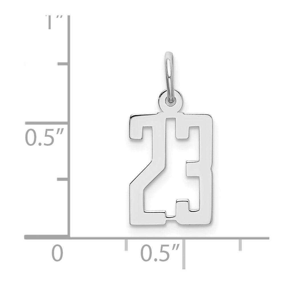 Sterlingsilber Silber/rhodiniert Länglich Zahl 23 Charm